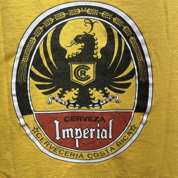 Y2K Boxy Cerveza Imperial Shirt Mens Large Yellow Costa Rica Beer Graphic Logo - Picture 8 of 8